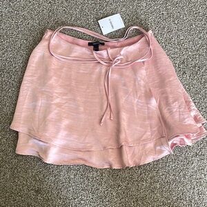 Forever 21 Brand NEW Blush Light Pink Satin Skirt with Ribbons